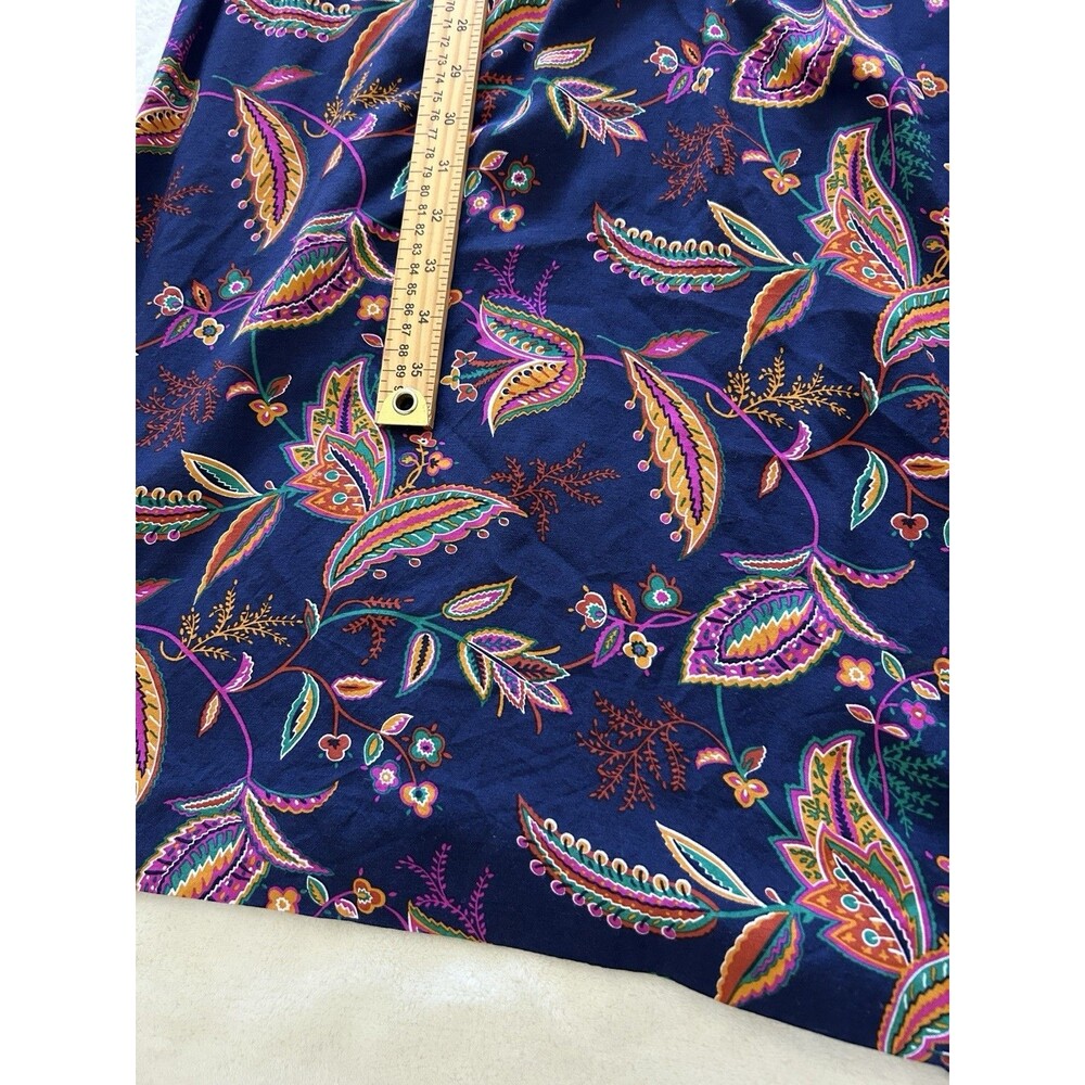 Schrader Sport NY Dress SZ 12 Button Navy Floral Boho Modest Chic Retro Vintage - Picture 6 of 11